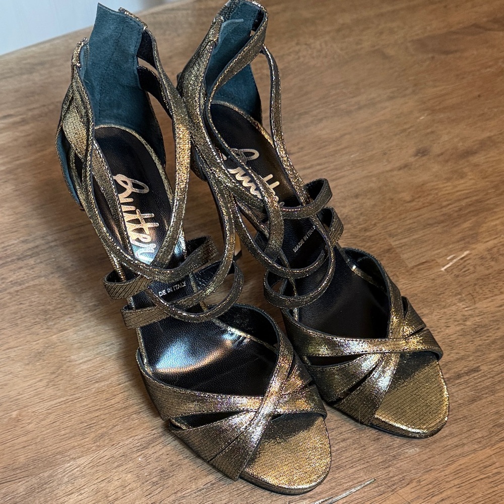 Butter Women's Metallic Gold Strappy Heels